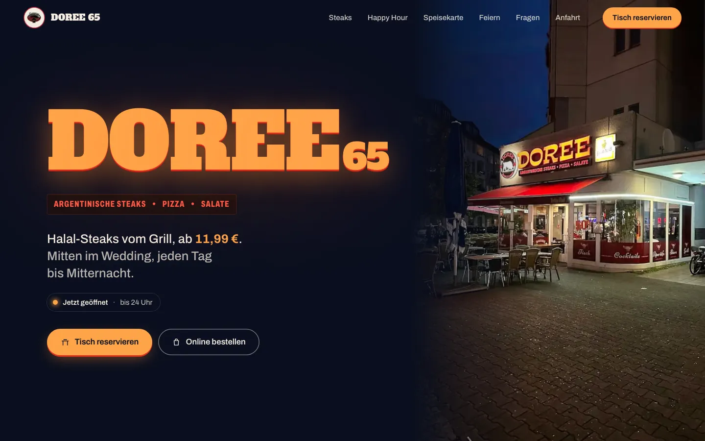 DOREE 65 – neue Seite für ein Steakhaus im Wedding – Ansicht 1