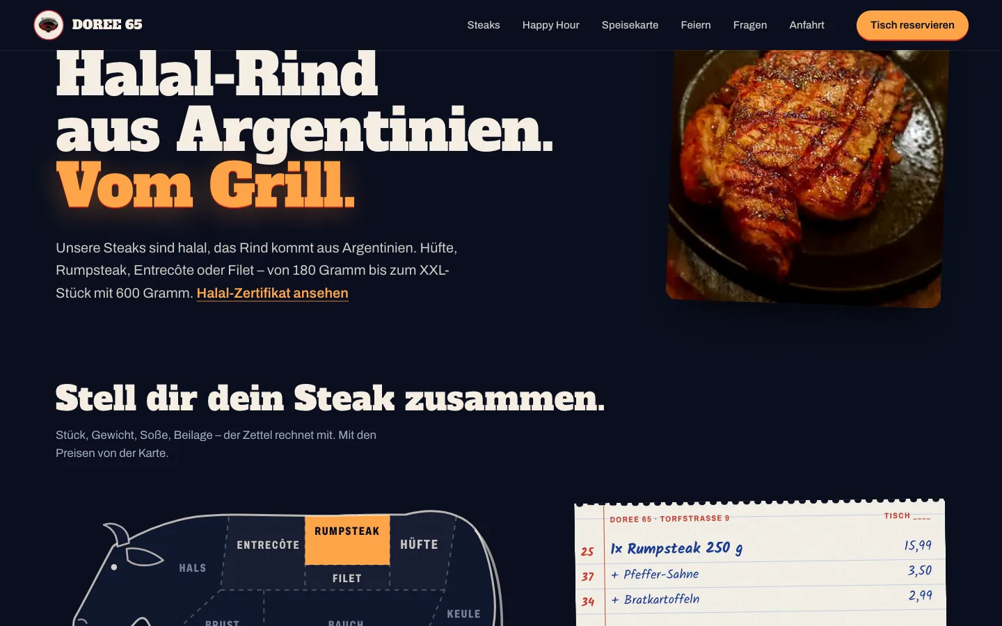 DOREE 65 – neue Seite für ein Steakhaus im Wedding – Ansicht 2
